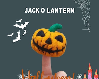 Finger Wool Puppet: the Halloween Pumpkin Jack-o'-Lantern