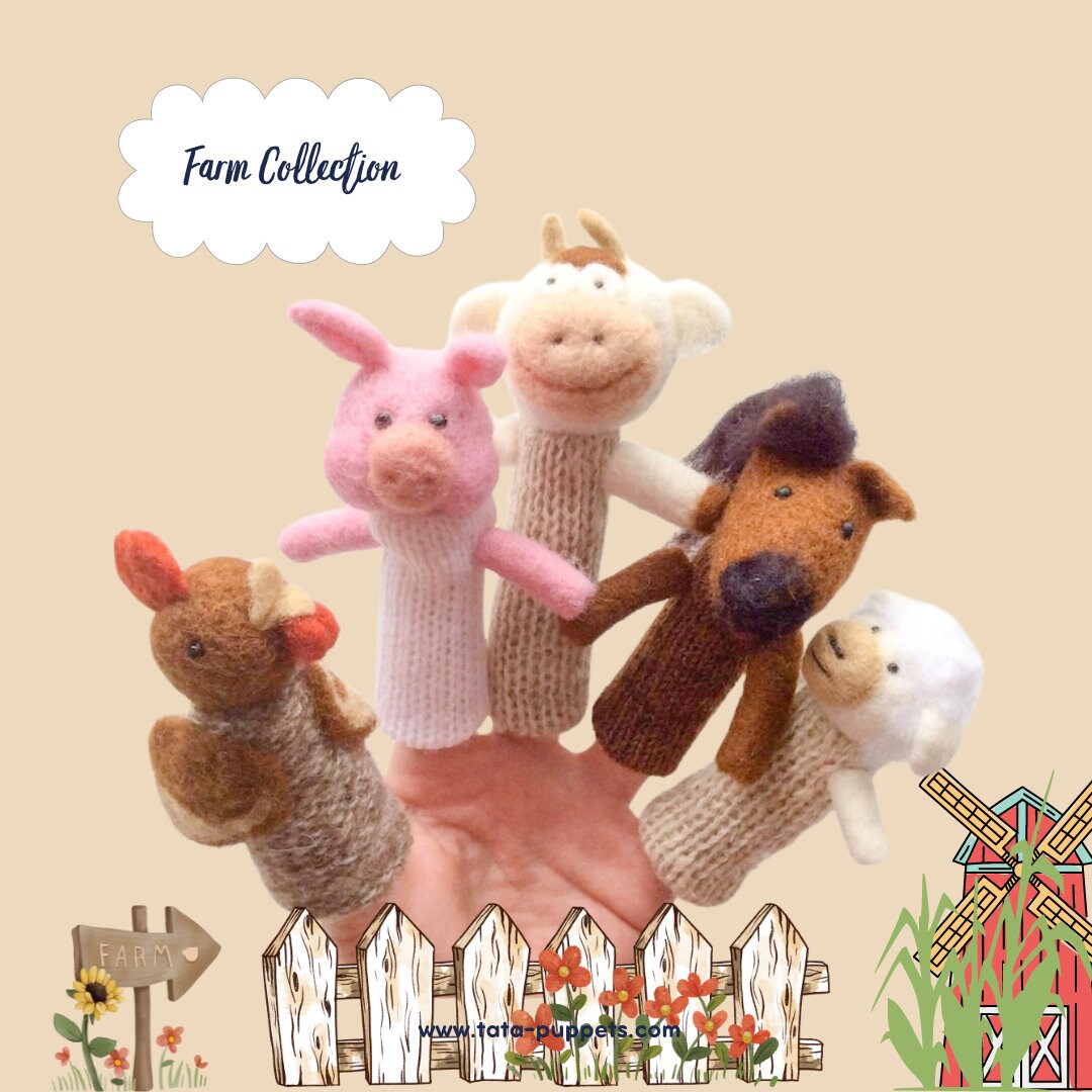 Farm animal finger puppets