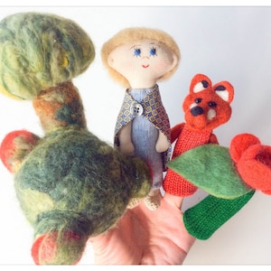 &quot;Little boy in the clouds&quot; - set of felted finger puppets, knitted fabric