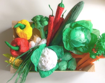 Basket of vegetables hand made of papers. Nice vegetables for the game and Decor.