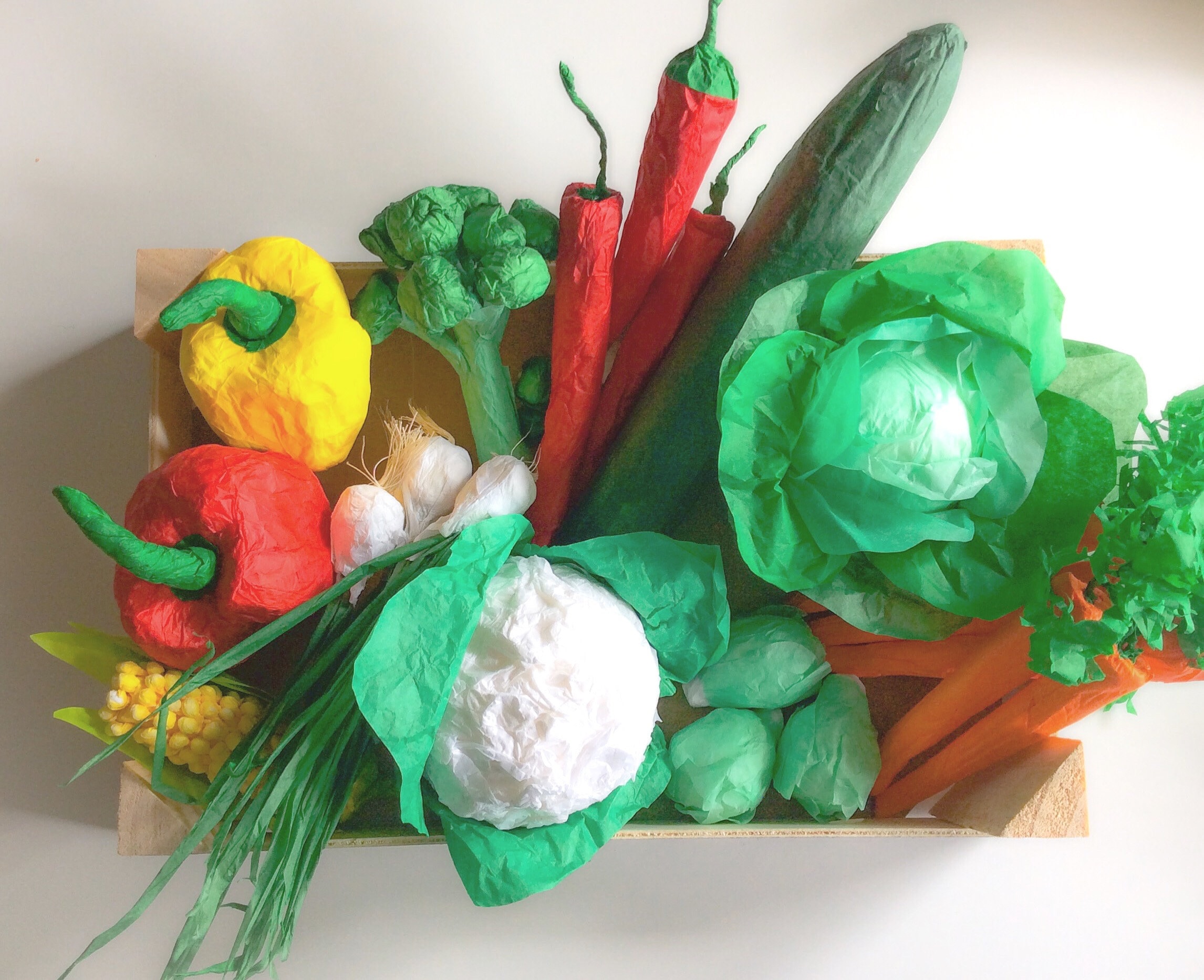 Basket Of Vegetables Hand Made Papers. Nice For The Game & Decor.