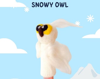 Finger Wool Puppet White Owl.