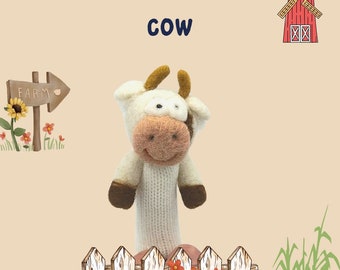 Cow finger wool puppet