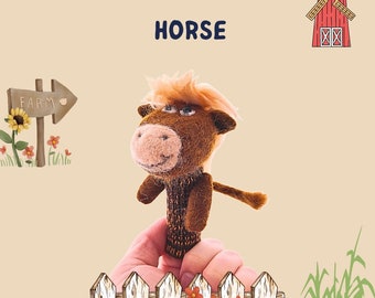 Finger wool hand made puppet Horse.