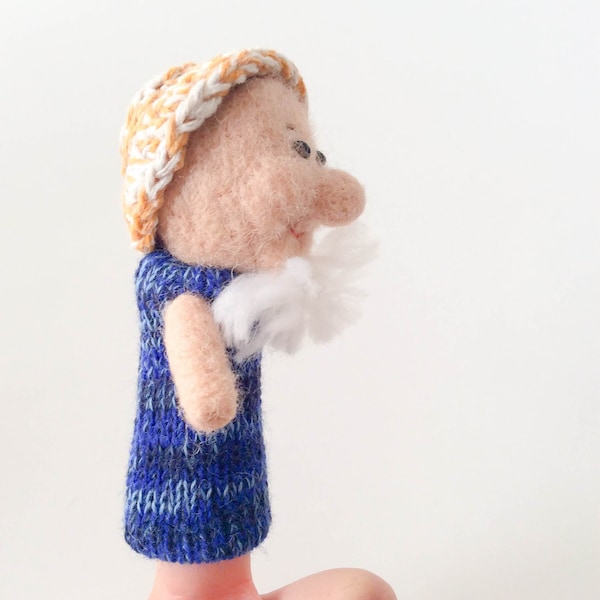 Grandfather - finger wool puppet.