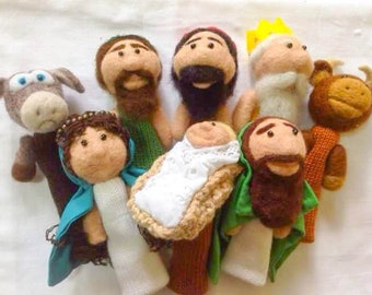 Vinger wol marionetten "Nativity scene".