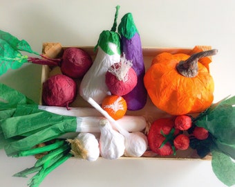 Basket of vegetables hand made of papers. Nice vegetables for the game and Decor.