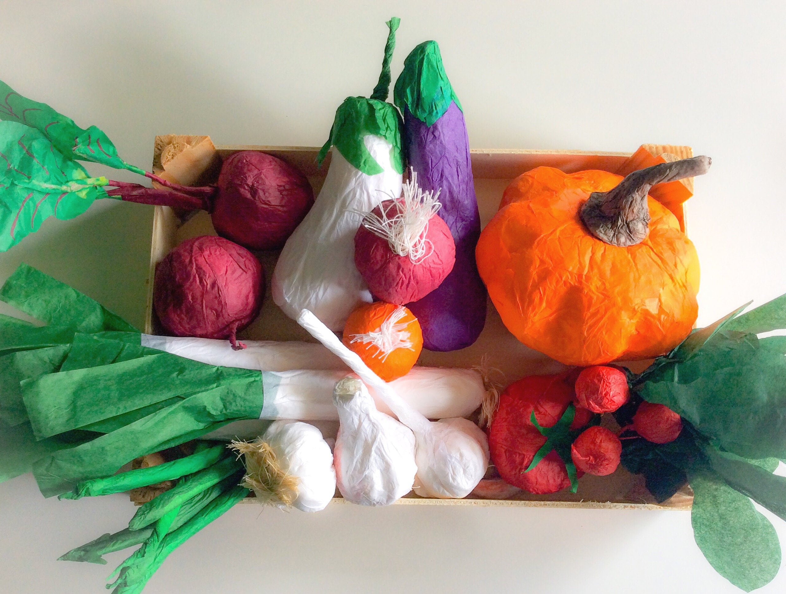 Basket Of Vegetables Hand Made Papers. Nice For The Game & Decor.