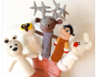 Greenland - a set of handmade wool  finger puppets.