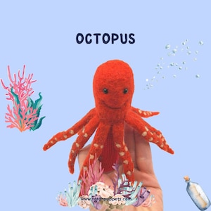 Finger wool puppet Octopus.