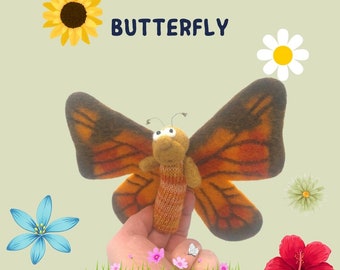 Finger puppet in felted wool Big Butterfly