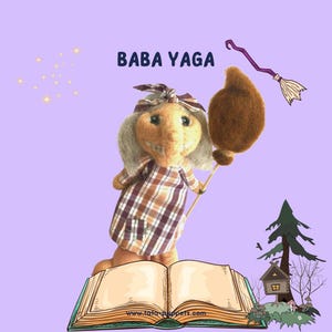 Handmade felted wool finger puppet – Witch Baba-Yaga