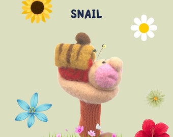 Finger wool puppet Snail. Marionnettes a doigt Escargot.