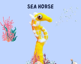 Finger wool puppet Sea Horse.