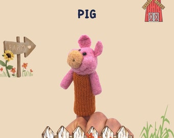 Finger wool puppet Funny Pig