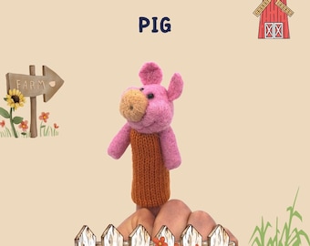 Finger wool puppet Funny Pig