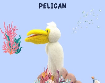 Finger wool puppet Pelican