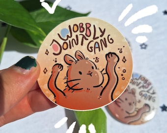 Wobbly Joint Gang | Chronic illness bunny sticker | adorable invisible disability rabbit art, hypermobility, Ehlers Danlos Syndrome, zebra