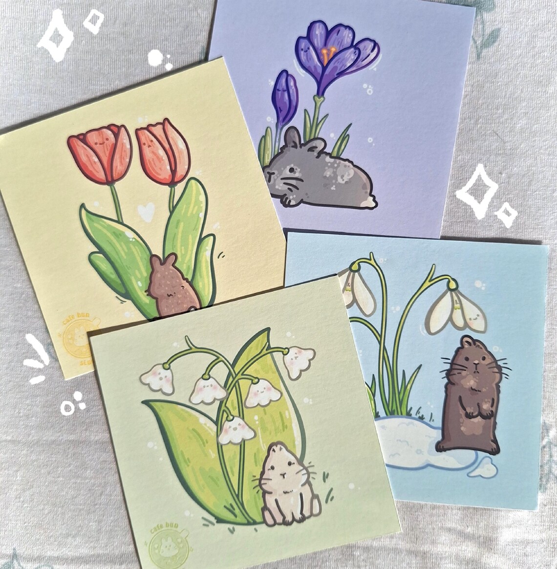 Spring Flower Buns Art Prints