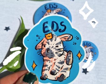 EDS Chronic illness bunny sticker | adorable invisible disability rabbit art, hypermobility, Ehlers Danlos Syndrome, zebra