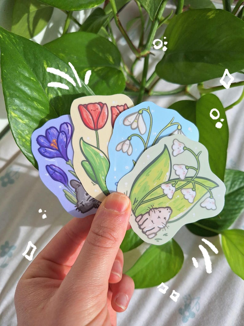 Spring Flower Buns Stickers