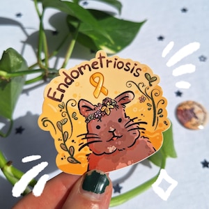 Endometriosis Chronic illness bunny sticker | adorable invisible disability rabbit art, endo warrior, pcos, for pet lovers