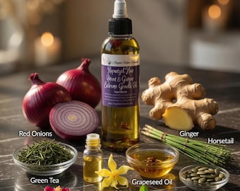 Aceite para el crecimiento del cabello con cebolla y jengibre, tratamiento orgánico vegano para engrosar el cuero cabelludo, aceite con infusión de hierbas botánicas, aceite para un crecimiento extremo del cabello.