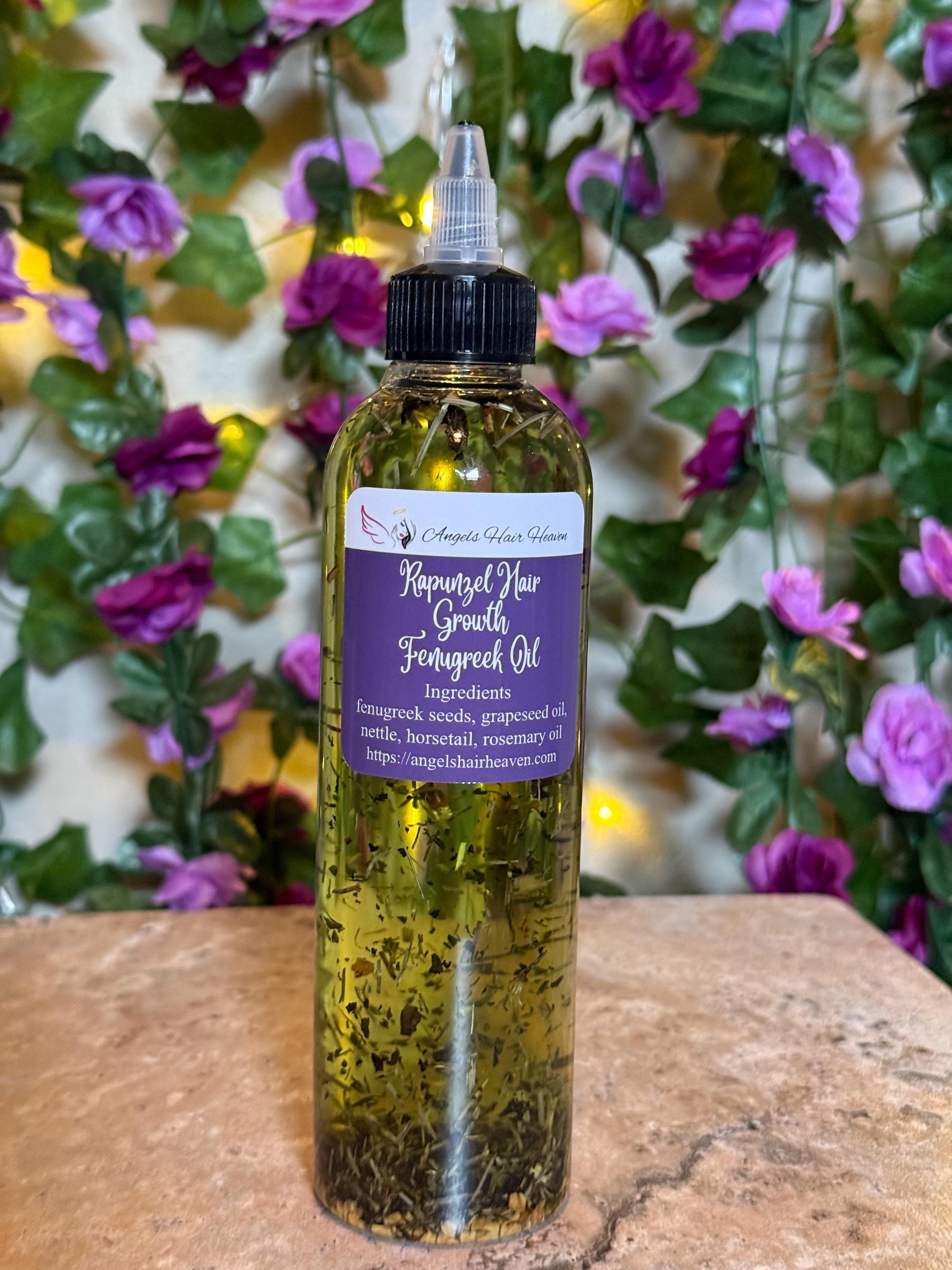 Grow long healthy hair Rapunzel hair Fenugreek oil rosemary hair growth oil