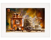 Kitchen Coffee Grinder Wall Art Print in a Textured Card Picture Mount to fit into your own A4, 50x40cm or 20x16 inch frame