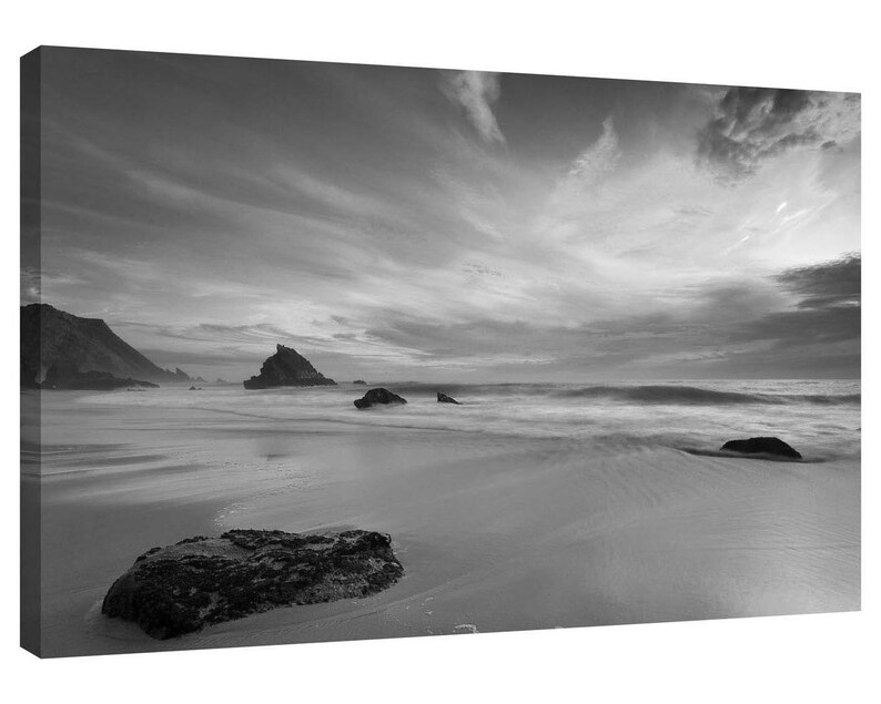 Canvas Print Sunset Beach Also in Black and White or Sepia Brown - Etsy