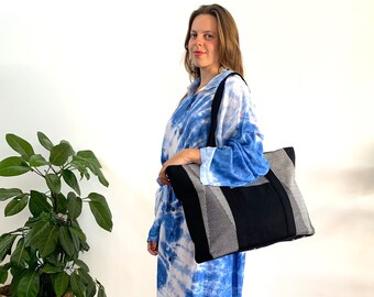 Woven Cotton Shoulder Bag: Large Travel Tote, Maternity Bag