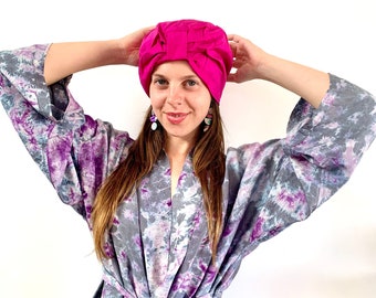Mulberry Silk Hair Turban: Tie Dye Sleep Cap, Handmade in Australia