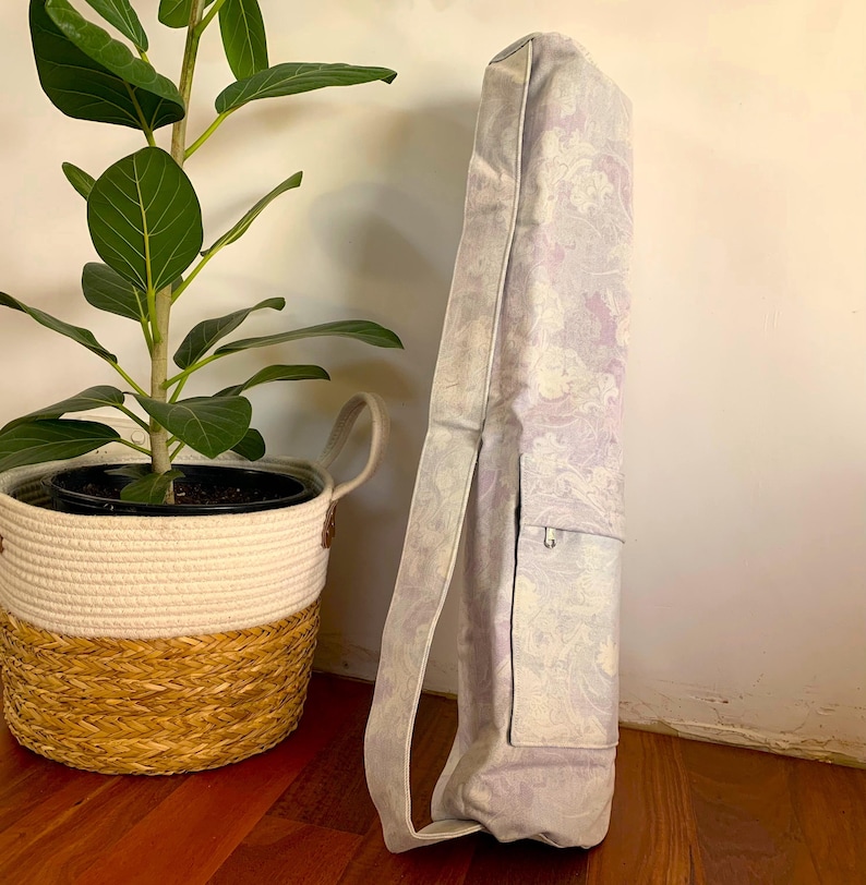 Handmade Cotton Yoga Mat Bag: Standard Size Exercise Carry Bag Bag - a