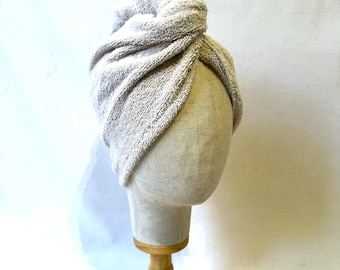 100% Cotton Terry Hair Towel Wrap, Absorbent Turban, Spa Accessory (65cm x 25cm)