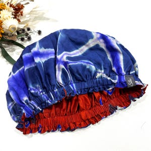 Gorro de seda para el cabello, gorro de dormir de seda, teñido anudado de seda, seda morera pura, envoltura de seda para el cabello, reversible, gorro de dormir para cabello rizado, cuidado capilar nocturno
