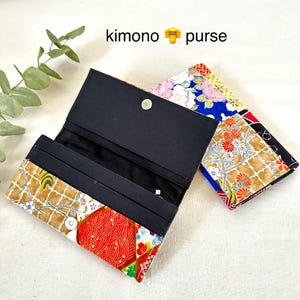 Monedero estilo kimono, monedero, tarjetero, monedero para efectivo y tarjetas, tela de kimono, monedero único, kimono reciclado, billetera, idea de regalo, regalo para ella