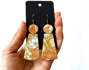 Kimono Fabric Earrings: Lightweight Floral Drop Earrings
