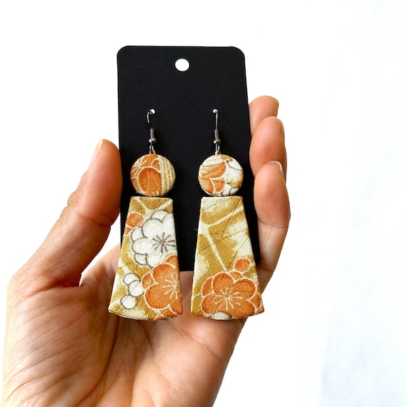 Kimono Fabric Earrings: Lightweight Floral Drop Earrings - Etsy