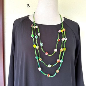 Kimono Fabric Necklace: One of a Kind Silk Bead Strands