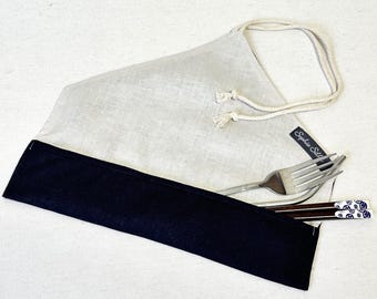 Washable Cotton Cutlery Roll: Travel Utensil Case, Eco-Friendly Gift