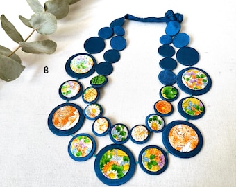 Handmade Kimono Silk Statement Necklace: Colorful Choker