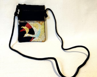 Recycled Silk Obi Crossbody Bag: Japanese Kimono Mini Party Bag