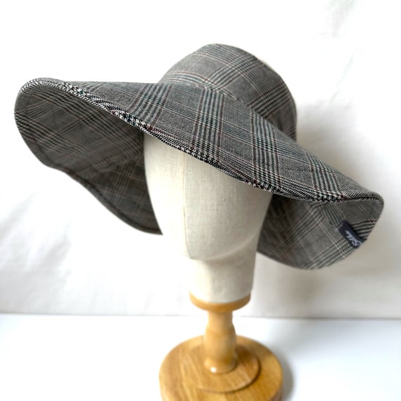 Frayed Wide-brimmed Sun Hat, Sun Hat, Checkered Cotton, Wide Brim Hat,  Beach Hat, Foldable Floppy Hat, Reversible Sunhat, Christmas Gift 