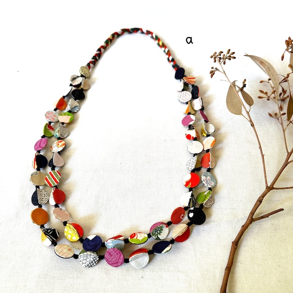 One of a Kind Necklace, Kimono Necklace, Unique Gift, Vintage Kimono, Strands Necklace, Light Weight, Colorful Necklace, Christmas Gift