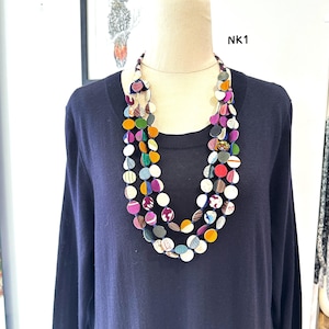 One of a Kind Necklace, Kimono Necklace, Vintage Kimono Fabric, Strands Necklace, Recycle Kimono, Colorful Necklace, For Her, Christmas Gift