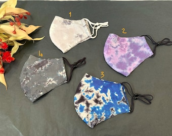 Silk Face Mask, Silk Tie Dye, Reusable Face Mask, Fabric Face Mask, Luxurious Face Mask, 3 Layers Face Mask, For Sensitive Skin, Medium Size