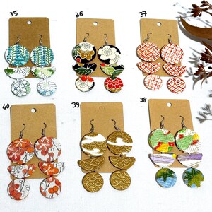 Kimono Fabric Earrings: Triple Dangle Statement Earrings image 2
