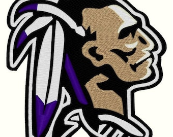 Indian Warrior Head Mascot Embroidery File
