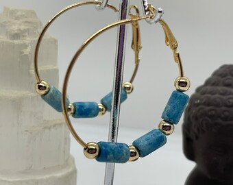 Gold Plated Hypoallergenic Hoop Earrings with 14K Gold and Mykonos Ceramic Beads