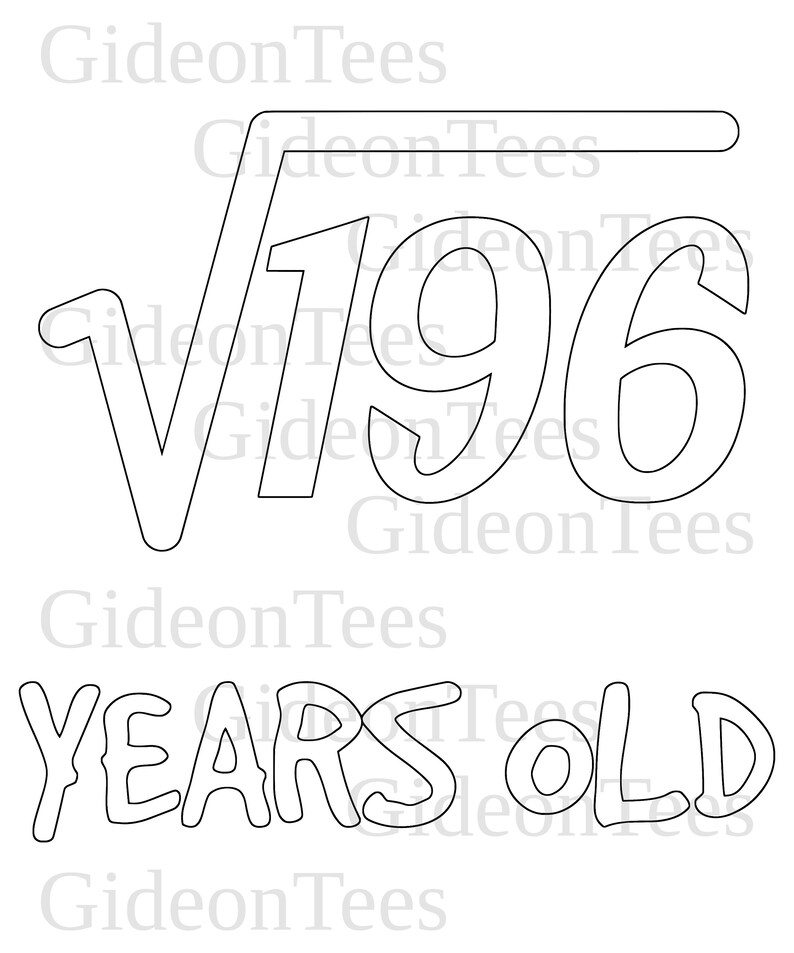 Square Root of 196 14th Birthday 14 Years Old SVG and PNG